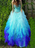 Sweetheart Ball Gown Long Tulle Ruffles Prom Dresses LBQ1898
